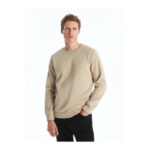 LCWAIKIKI Basic İndigo Bisiklet Yaka Uzun Kollu Erkek Sweatshirt