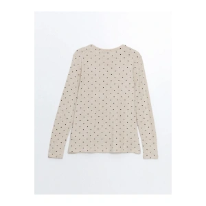 LCWAIKIKI Classic Baskılı Bisiklet Yaka Puantiyeli Kadın Tişört