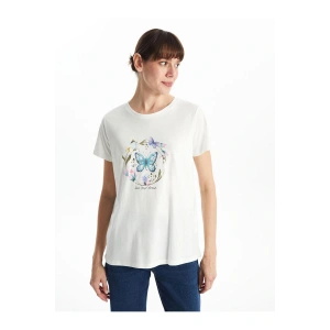 LCWAIKIKI Classic Bisiklet Yaka Baskılı Kadın Tişört