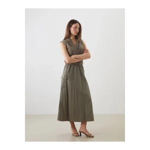 LCWAIKIKI Classic Haki Beli Lastikli A Kesim Etek