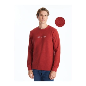 Lcwaıkıkı Classic Kahverengi Bisiklet Yaka Uzun Kollu Baskılı Erkek Sweatshirt