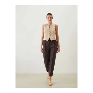 LCWAIKIKI Classic Kahverengi Loose Fit Cigarette Kadın Pantolon