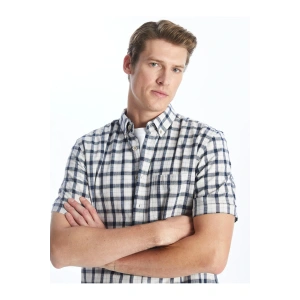 LCWAIKIKI Classic Regular Fit Kısa Kollu Ekose Poplin Erkek Gömlek