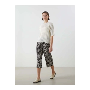 LCWAIKIKI Classic Siyah Beli Lastikli Desenli Kadın Kapri
