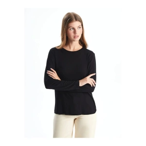 LCWAIKIKI Classic Siyah Bisiklet Yaka Kadın Tişört