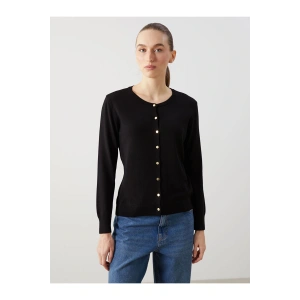 LCWAIKIKI Classic Siyah Bisiklet Yaka Kadın Triko Hırka