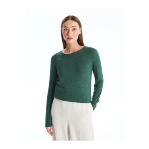 LCWAIKIKI Classic Yeşil Bisiklet Yaka Puantiyeli Kadın Tişört