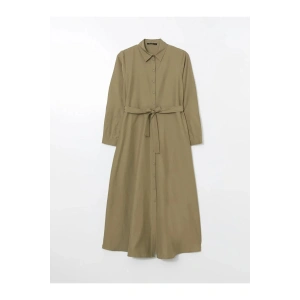 LCWAIKIKI Classic Yeşil Poplin Kadın Gömlek Elbise