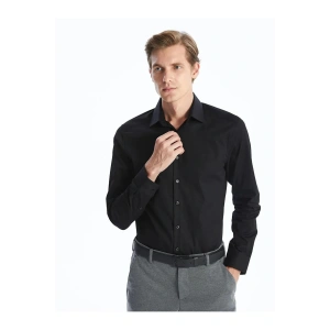 LCWAIKIKI Formal Siyah Slim Fit Uzun Kollu Gabardin Erkek Gömlek