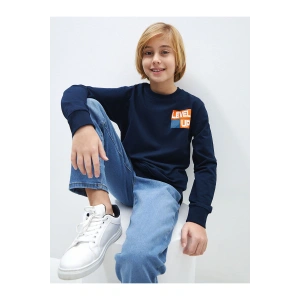 Lcwk Bisiklet Yaka Baskılı Uzun Kollu Erkek Çocuk Sweatshirt
