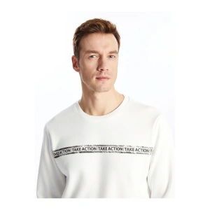 Lcwk Bisiklet Yaka Uzun Kollu Baskılı Erkek Kalın Sweatshirt