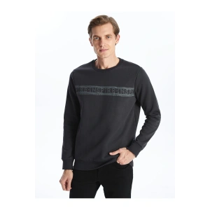 Lcwk Bisiklet Yaka Uzun Kollu Baskılı Erkek Kalın Sweatshirt