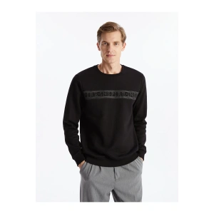 Lcwk Bisiklet Yaka Uzun Kollu Baskılı Erkek Kalın Sweatshirt