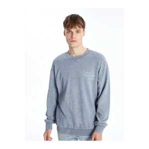 Lcwk Bisiklet Yaka Uzun Kollu Baskılı Erkek Sweatshirt