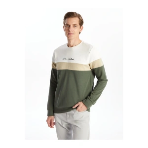 Lcwk Bisiklet Yaka Uzun Kollu Renk Bloklu Erkek Kalın Kalın Sweatshirt