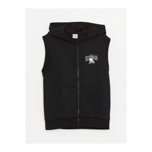 Lcwk Kapüşonlu Baskılı Erkek Çocuk Fermuarlı Yelek