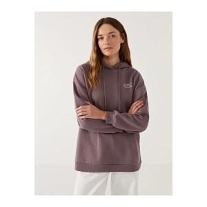 Lcwk Kapüşonlu Baskılı Oversize Kadın Sweatshirt Tunik