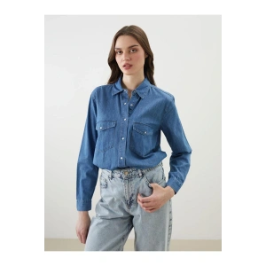 Loose Fit Kadın Jean Gömlek (S5)