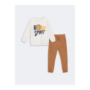 Lw - Bisiklet Yaka Baskılı Erkek Bebek Sweatshirt Ve Eşofman Alt 2li