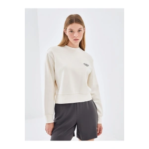 Lw - Bisiklet Yaka Baskılı Oversize Kadın Kalın Sweatshirt