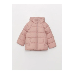 Lw - Kapüşonlu Uzun Kollu Basic Kız Bebek Fermuarlı Şişme Mont