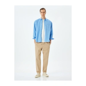 Normal Bel Straight Fit Pamuklu Beli Bağcıklı Pantolon