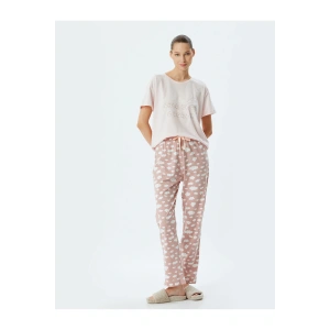 Örgü Pijama Takımı Bulut Baskılı Pamuklu Rahat Kalıp
