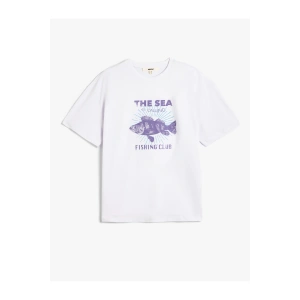 Pamuklu Kısa Kollu Bisiklet Yaka Beyaz Kadın T-Shirt 5SAK50128EK