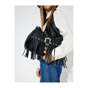 Püsküllü Suni Deri Çanta - Koton X Zeynep Bastık