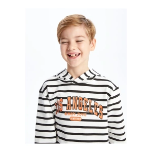 Rahat Kalıp Çizgili Erkek Çocuk Hoodie