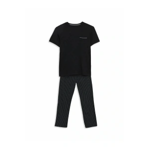 Siyah Standart Kalıp Erkek Pijama Takımı