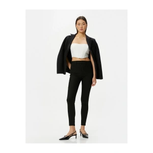 Skinny Fit Kot Pantolon Esnek Yüksek Bel Dar Paça Dar Kesim Cepli - Carmen Jean