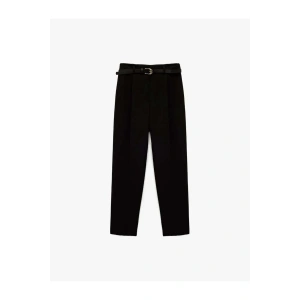 Slim Fit Yüksek Bel Kemerli Cigarette Kumaş Pantolon