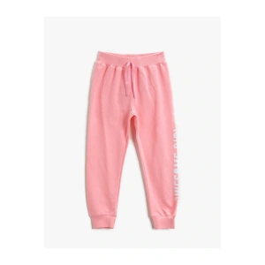 Sloganlı Baskılı Eşofman Altı Pamuklu Önden Bağlamalı