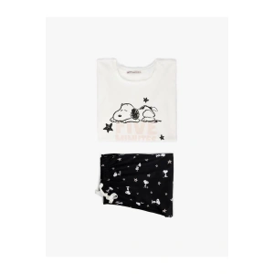 Snoopy Baskılı Lisanslı Uzun Kollu Bisiklet Yaka Pamuklu Pijama Takımı (AW 25)