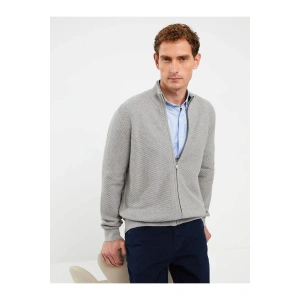 SOUTHBLUE Gri Standart Kalıp Dik Yaka Erkek Triko Hırka