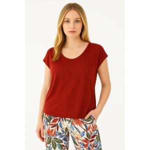 Standart Fit Yuvarlak Yaka Simli Bluz BLUZ 25Y0202K1