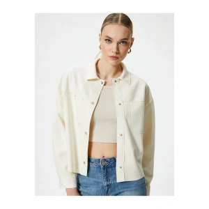 Süet Ceket Çıtçıt Düğmeli Klasik Yaka Cepli