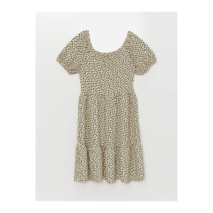 U Yaka Çiçekli Kız Çocuk Elbise