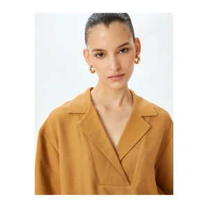 Viskon Kısa Kollu Bol Kesim Polo Yaka Bluz