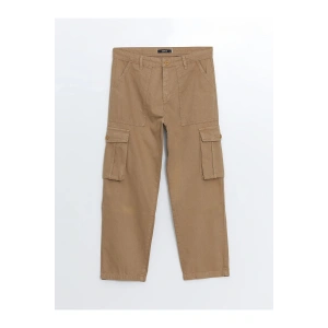 XSIDE Açık Haki Standart Kalıp Gabardin Erkek Kargo Pantolon