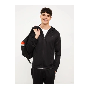 XSIDE ACTIVE Siyah Slim Fit Kapüşonlu Erkek Spor Hırka