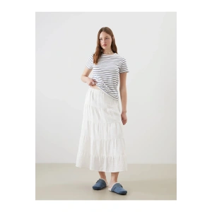 XSIDE Beyaz Beli Lastikli Katkat Etek