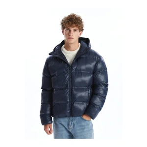 XSIDE Lacivert Standart Kalıp Kapüşonlu Erkek Şişme Mont