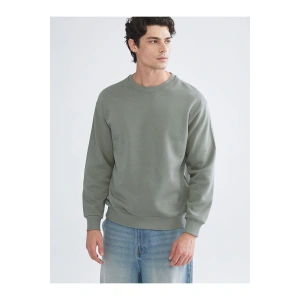 Yeşil Bisiklet Yaka Erkek Sweatshirt