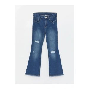 Yırtık Detaylı İspanyol Paça Kız Çocuk Jean Pantolon