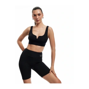 Yüksek Bel Slim Fit Baskılı İnterlok Biker Spor Tayt