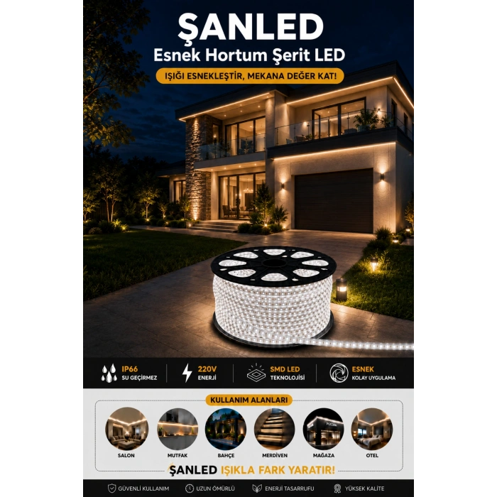 Hortum Esnek Şerit Led Beyaz ,mavi,günışığı,amber Rengi + 220v Fiş/2,3,4,5,10,15,20,25,50,100 Metre