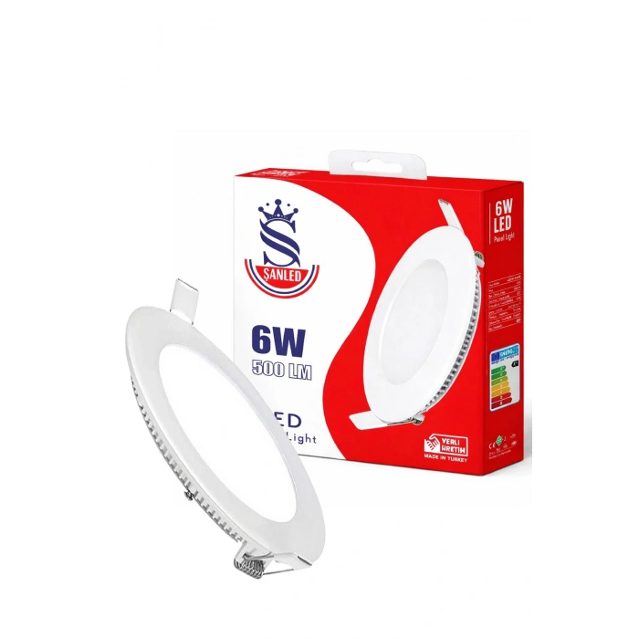 6w Tasarruflu Led Yuvarlak Beyaz Işık Sıva Altı Slim Panel Tavan Aydınlatma Armatürü-1 Adettir