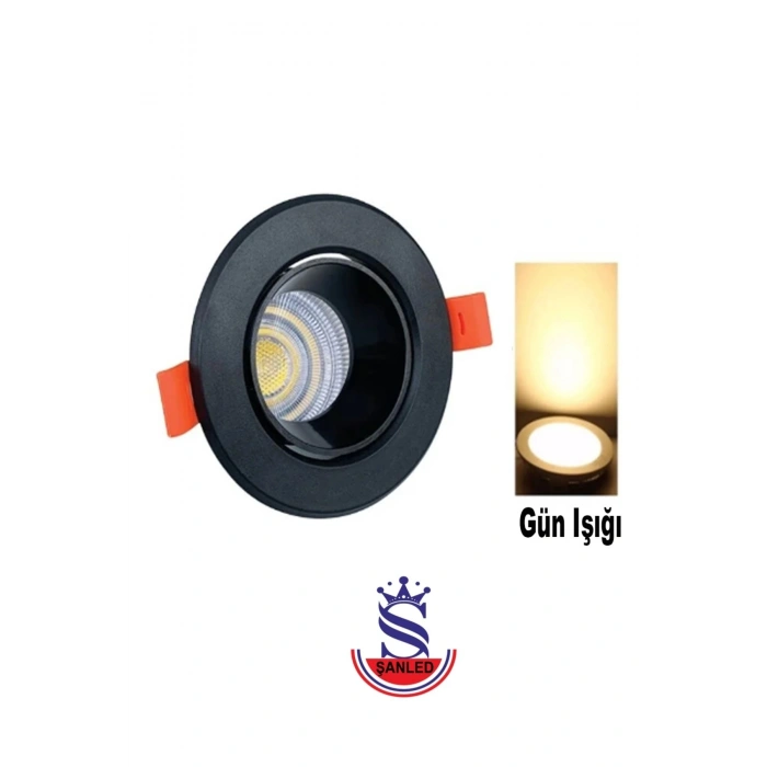 6w Sıva Altı Oynar Başlık Gu10 Siyah Kasa Gün Işığı Led Spot Lamba-1 Adet